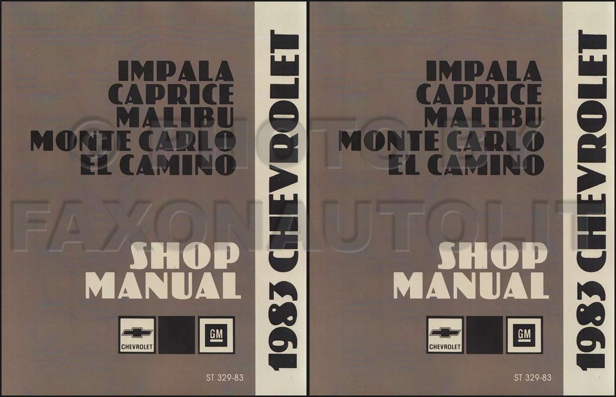 1983 Chevy Repair Shop Manual Reprint Impala Caprice Malibu Monte Carlo El Camino Set