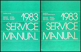 1983 Chrysler RWD Repair Shop Manual Diplomat Gran Fury New Yorker Mirada Imperial Cordoba