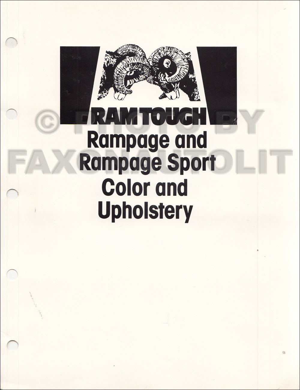 1983 Dodge Rampage Color & Upholstery Dealer Album Original