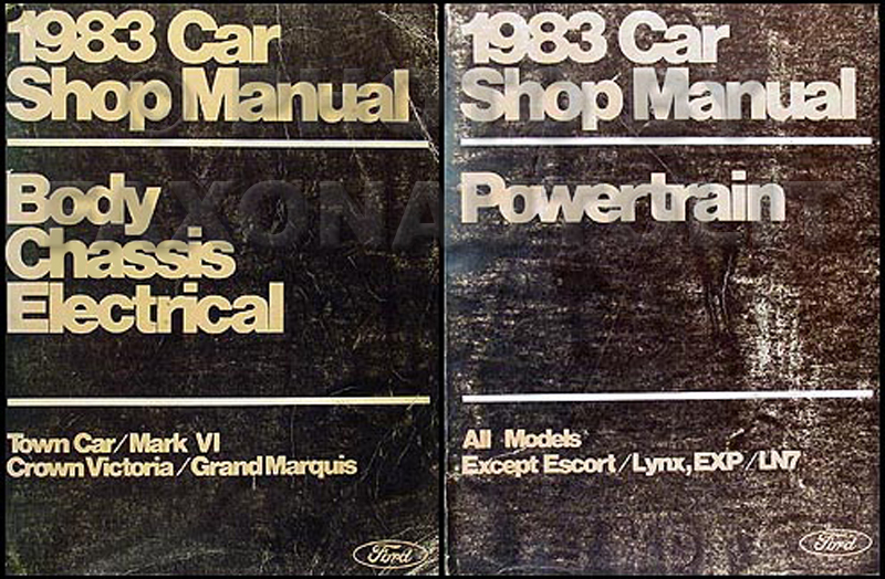 1983 FoMoCo Original Repair Manual Vols A & D Crown Victoria, Town Car & Mark VI, Grand Marquis
