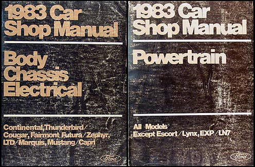 1983 FoMoCo Shop Manual Vols B & D Mustang/Futura/LTD/Thunderbird/Cougar/Marquis/Capri/Continental