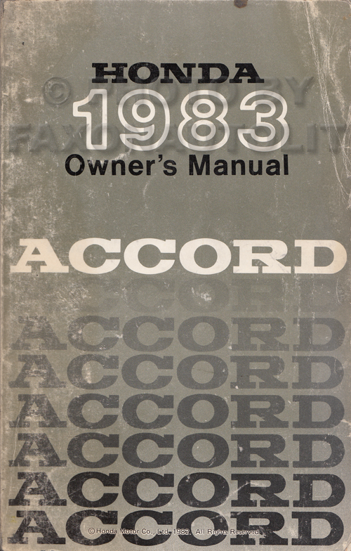1983 Honda Accord Owner's Manual Original