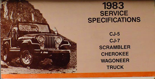 1983 Jeep Service Specifications Manual Original