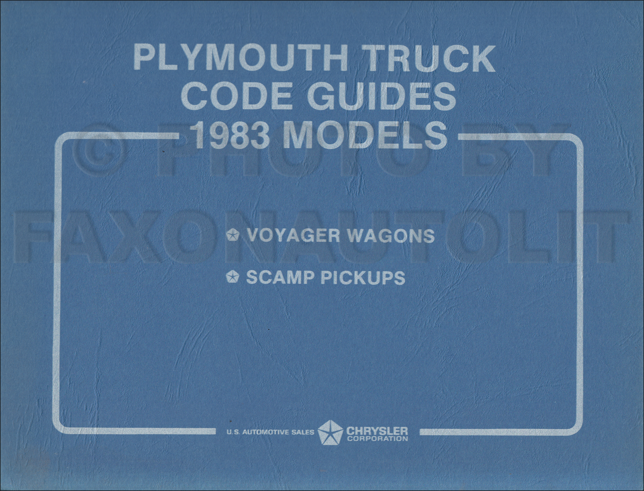 1983 Plymouth Truck Ordering Code Guide Original