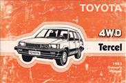 1983 Toyota 4WD Tercel Station Wagon Owner's Manual Original No. 3743A