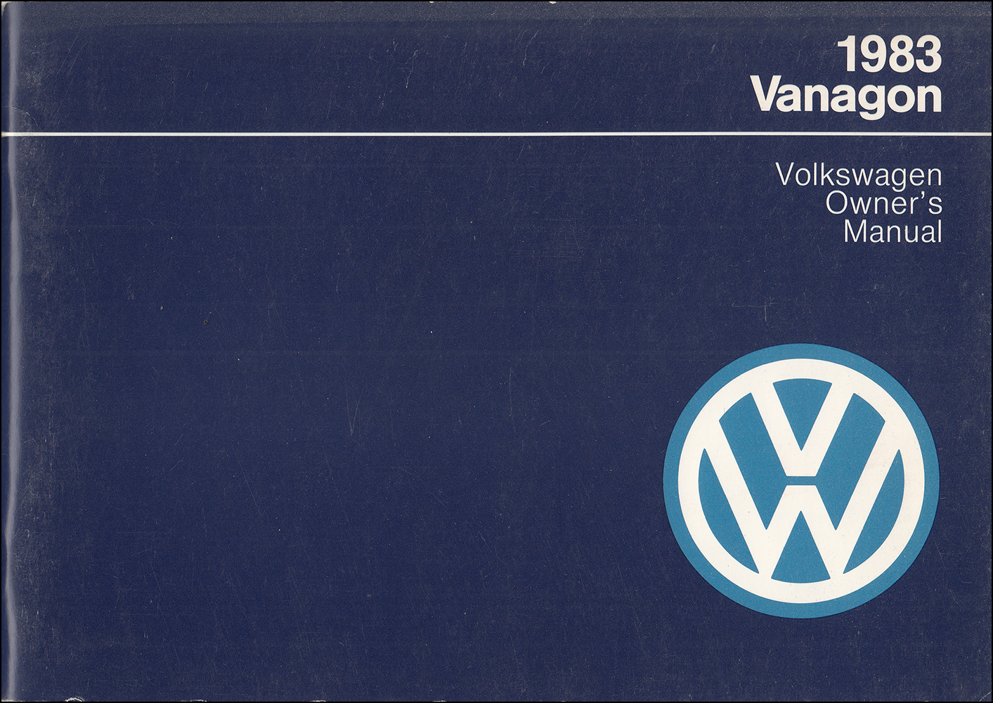 1983 Volkswagen Vanagon Owner's Manual Original 