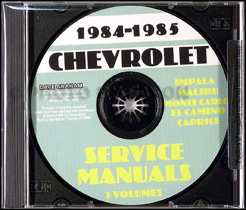 1984-1985 Chevrolet Shop Manuals CD Caprice Impala Monte Carlo El Camino Caballero