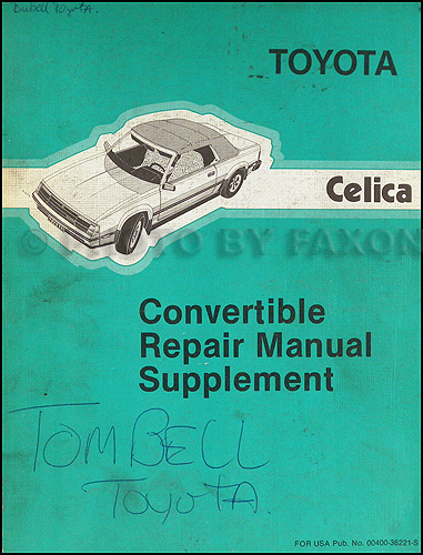 1995 Toyota Celica Convertible Repair Manual Original Supplement