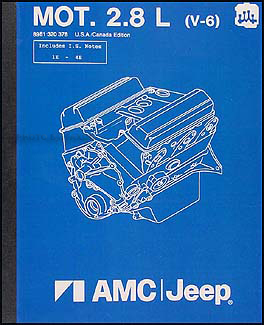 1984-1986 Jeep 2.8L  6 Cylinder Engine Overhaul Manual Reprint