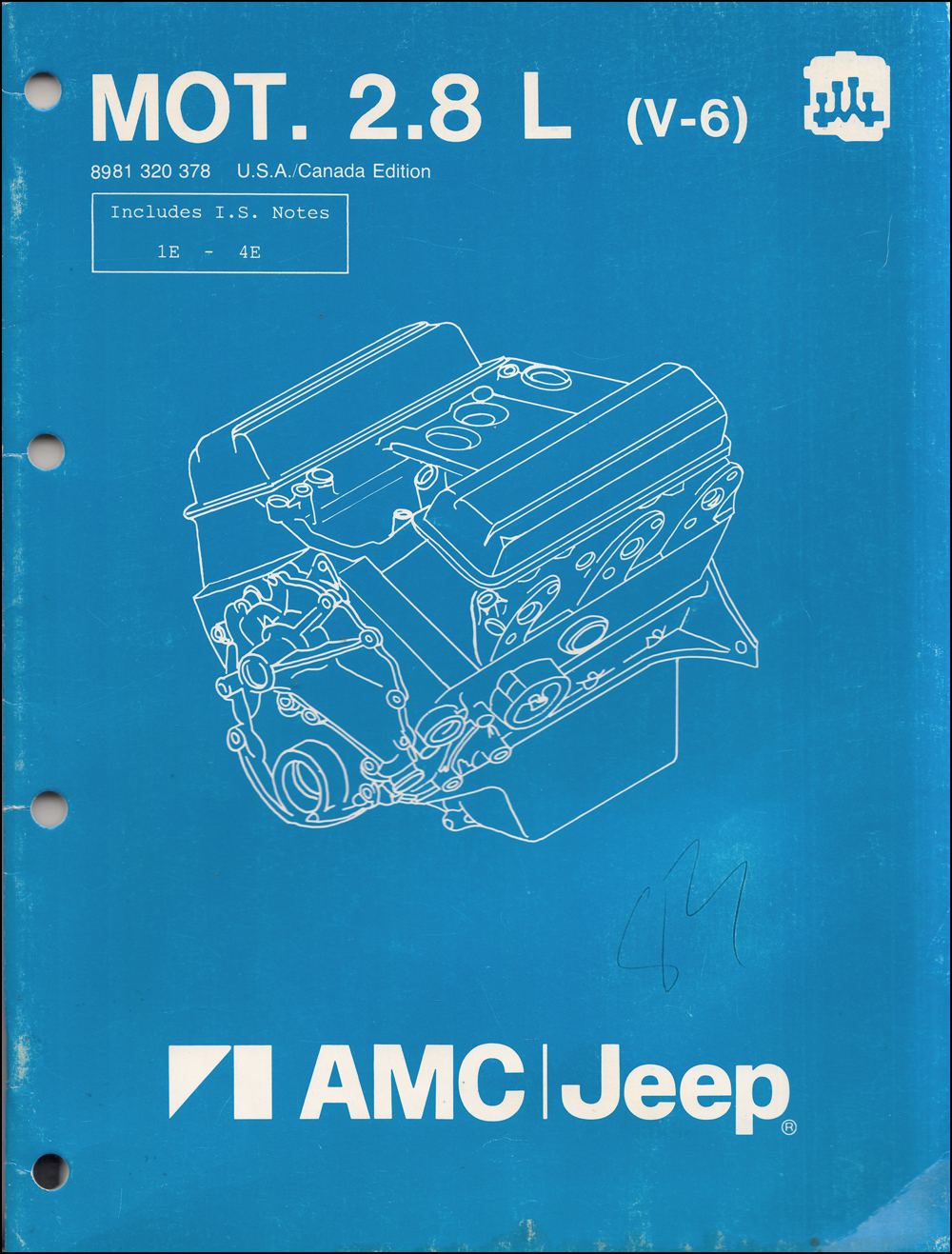 1984-1986 Jeep 2.8L  6 Cylinder Engine Overhaul Manual Original