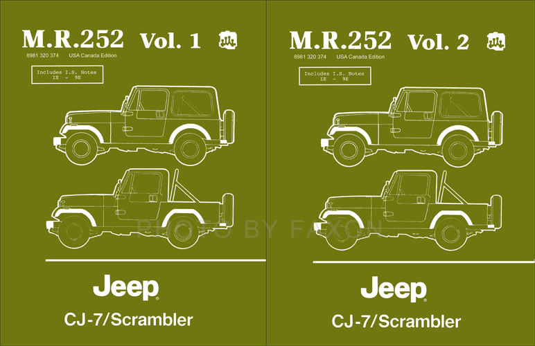 1984-1986 Jeep CJ-7 & Scrambler Shop Manual Reprint 2 Vol. Set M.R.252