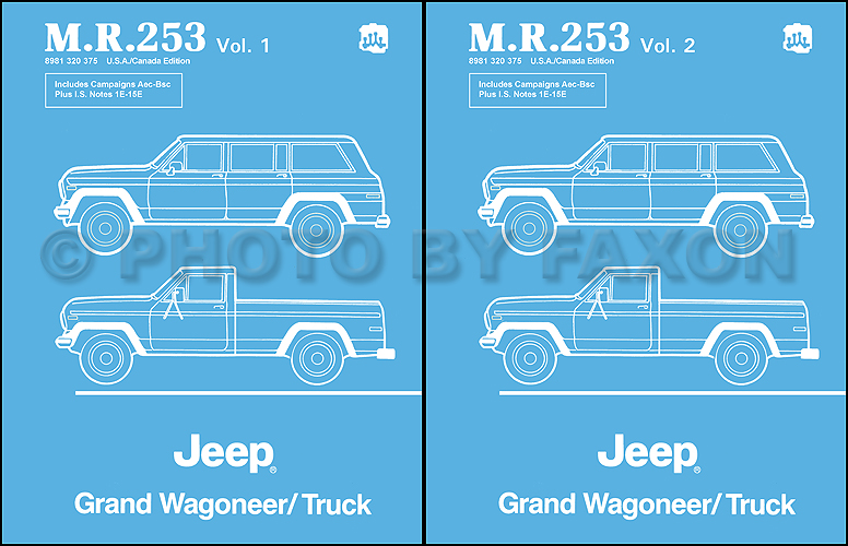 1984-1988 Jeep Grand Wagoneer J10 J20 Truck Repair Shop Manual Reprint MR253