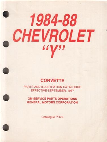 1984-1988 Chevrolet Corvette Parts Book Original Canadian