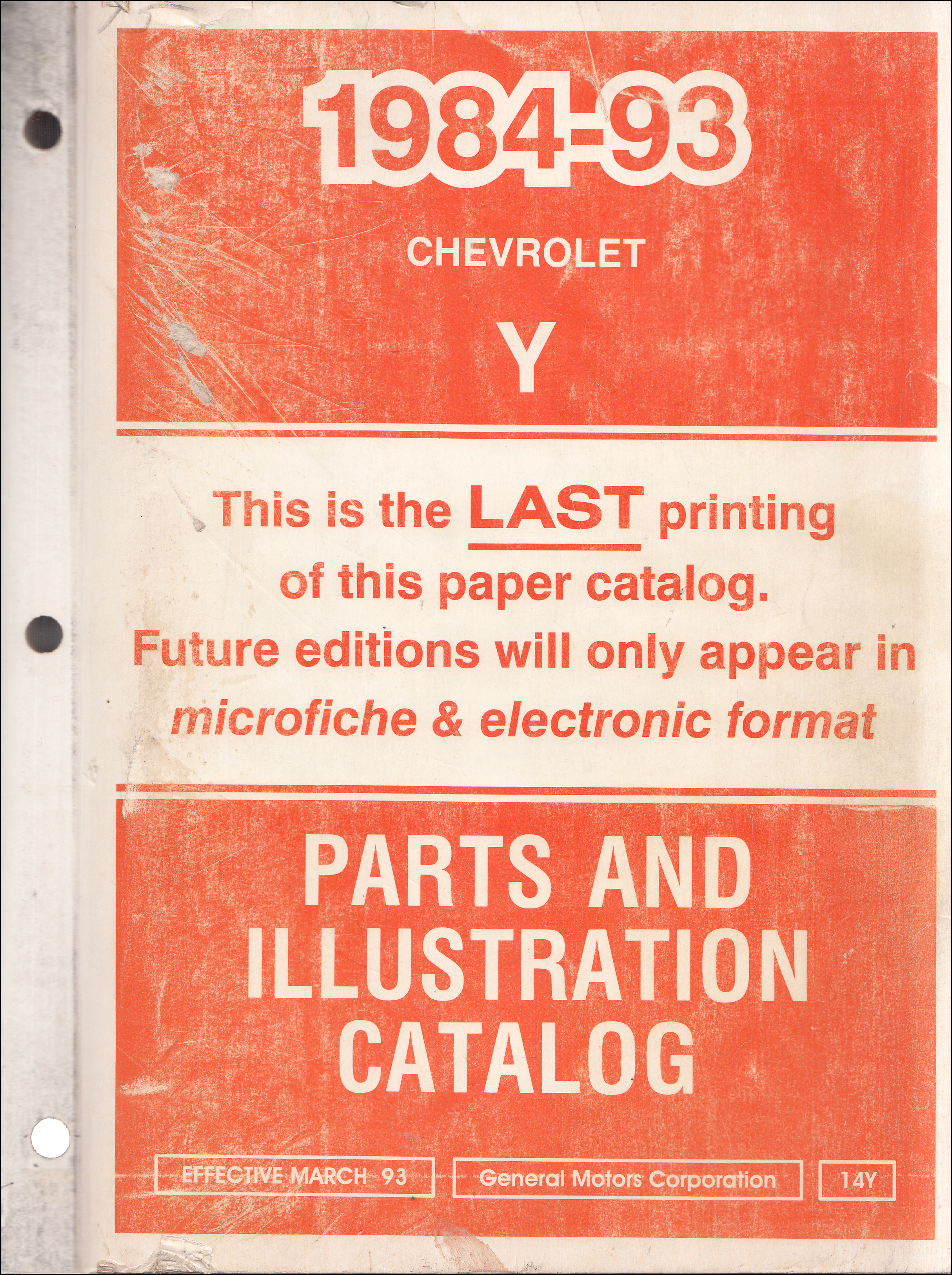 1984-1993 Chevrolet Corvette Parts Book Original