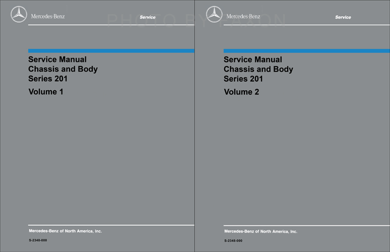 1984-1993 Mercedes 201 Chassis/Body Repair Shop Manual Reprint 2 Volume Set 190D 190E