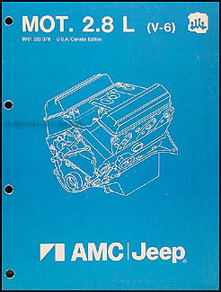 1984 Jeep Cherokee Wagoneer 2.8L V6 Engine Overhaul Manual Original 