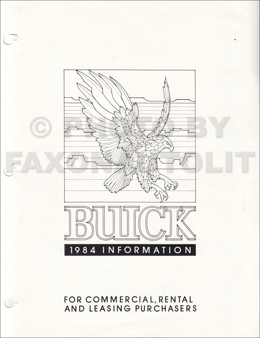 1984 Buick Fleet Buyers Guide Original