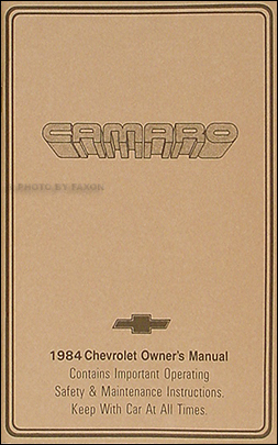 1984 Camaro Owner's Manual Reprint Berlinetta Z/28