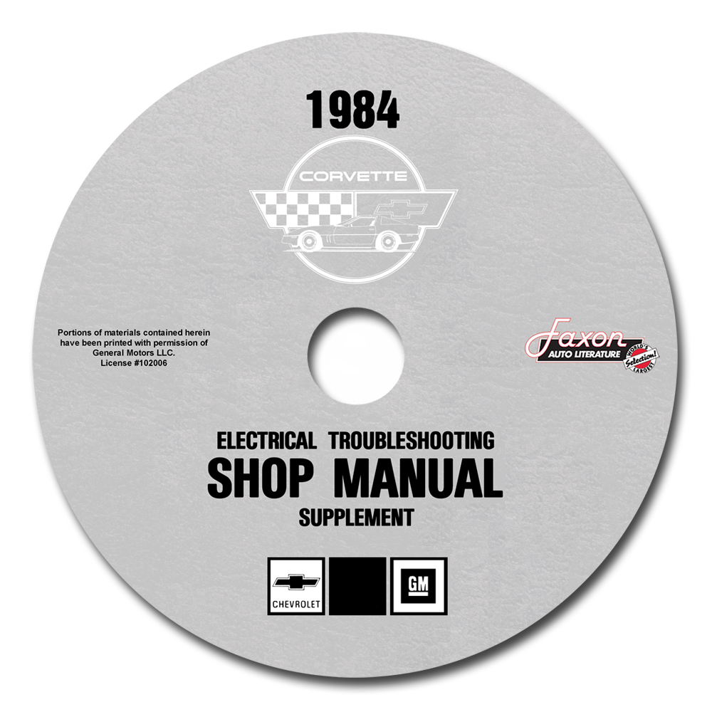1984 Corvette Electrical Troubleshooting Shop Manual Reprint Supp on CD-ROM