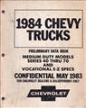 1984 Chevrolet Medium Truck Data Book Original Preliminary