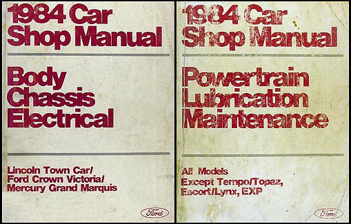 1984 FoMoCo Original Repair Shop Manual Vols A & D Crown Victoria, Town Car & Mark VII, Grand Marquis