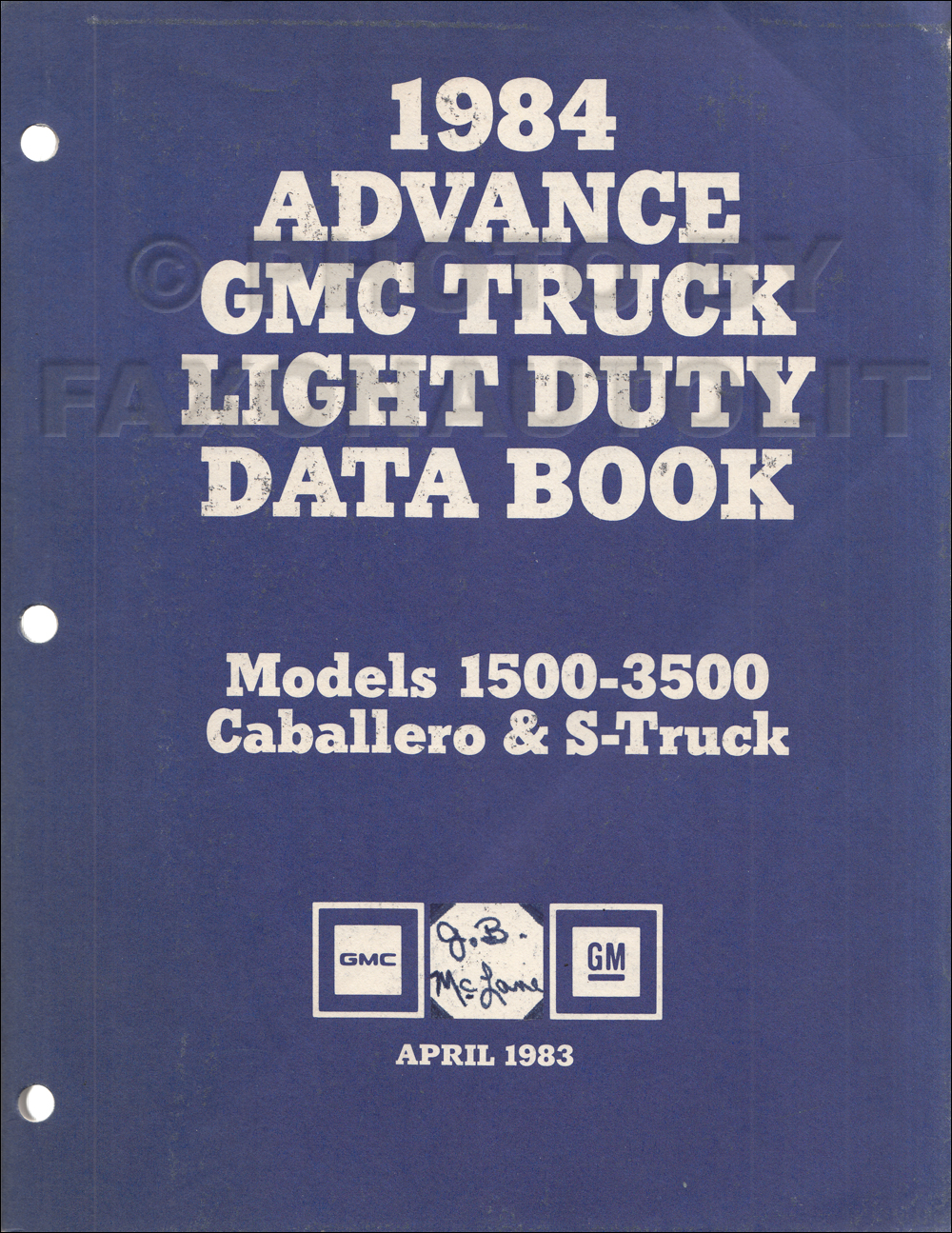 1984 GMC Advance Light Duty Data Book Original