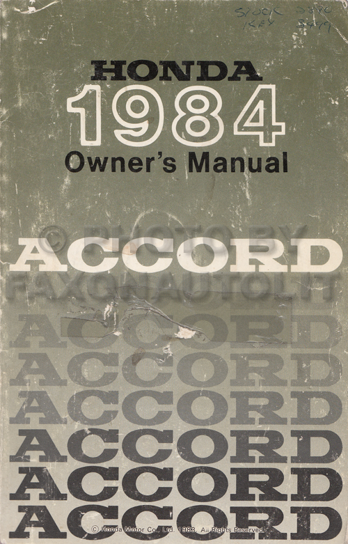 1984 Honda Accord Owner's Manual Original