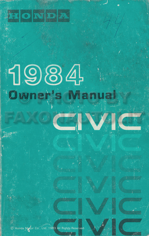 1984 Honda Civic Owner's Manual Original
