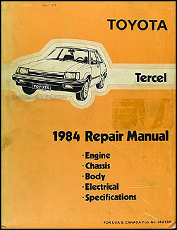 1984 Toyota Tercel Repair Manual Original