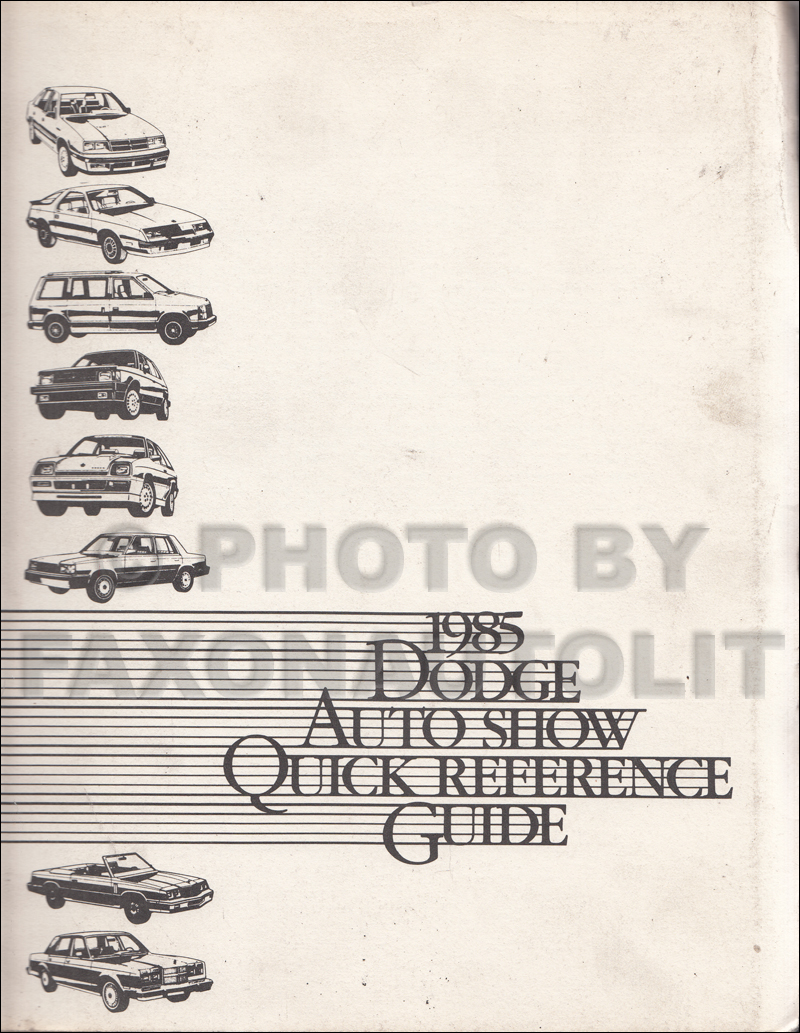 1985 Dodge Competitive Comparison Quick Reference Guide Original