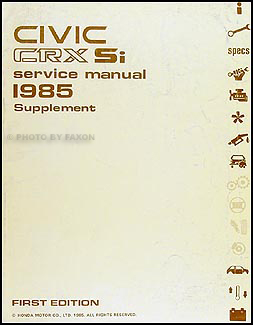 1985 Honda Civic CRX Si Repair Manual Original Supplement