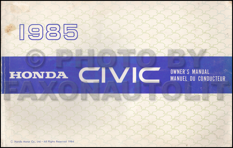1985 Honda Civic Owner's Manual Canadian Original