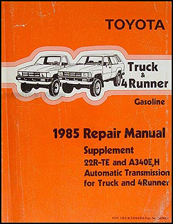 1985 Toyota Pickup Truck/4Runner Repair Manual Original Supplement