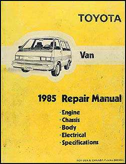 1985 Toyota Van Repair Manual Original 