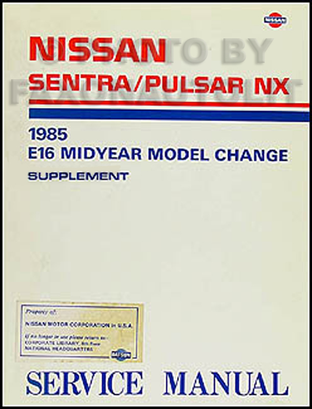 1985.5 Nissan Sentra & Pulsar NX Repair Manual Original Supplement