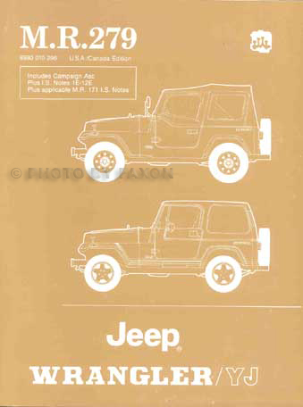 1986-1988 Jeep Wrangler/YJ Shop Manual Original with IS Notes