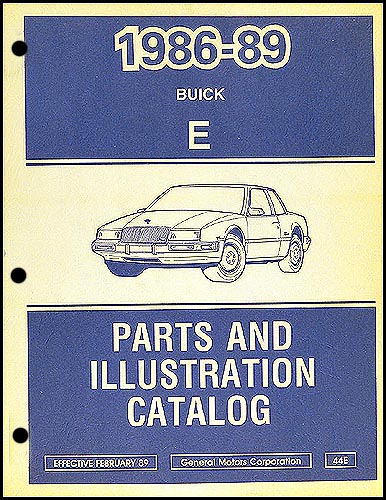 1986-1989 Buick Riviera and Reatta Parts Book Original