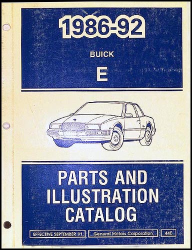 1986-1992 Buick Riviera Reatta Parts Book Original