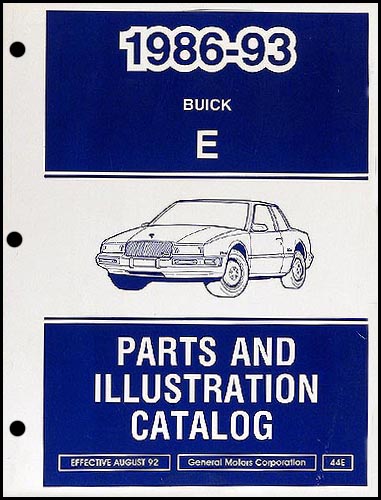 1986-1993 Buick Riviera and Reatta Parts Book Original