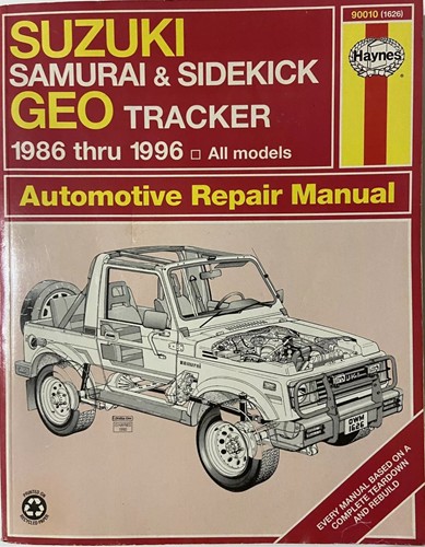 Haynes Automotive Repair Manual Suzuki Samurai/Sidekick & Geo Tracker 1986-1996
