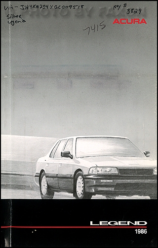 1986 Acura Legend Owners Manual Original