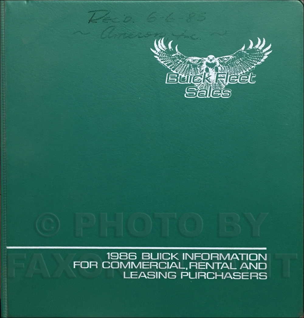 1986 Buick Fleet Buyers Guide Original