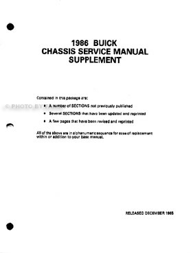 1986 Buick & Grand National Shop Manual Original Set