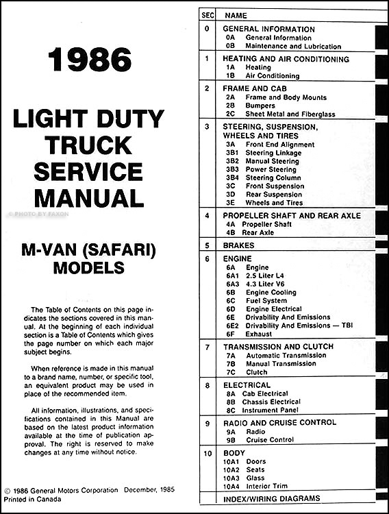 1989 GMC Safari Van Repair Service Shop Manual Set OEM W Electrical Diagrams BK 