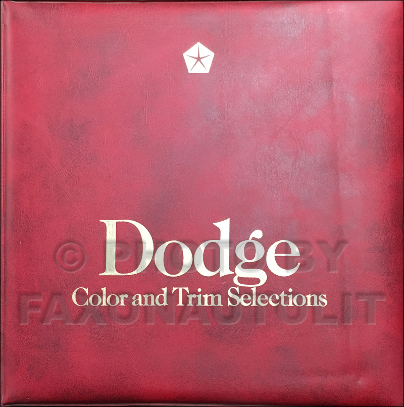 1986 Dodge Car Color & Upholstery Album Original