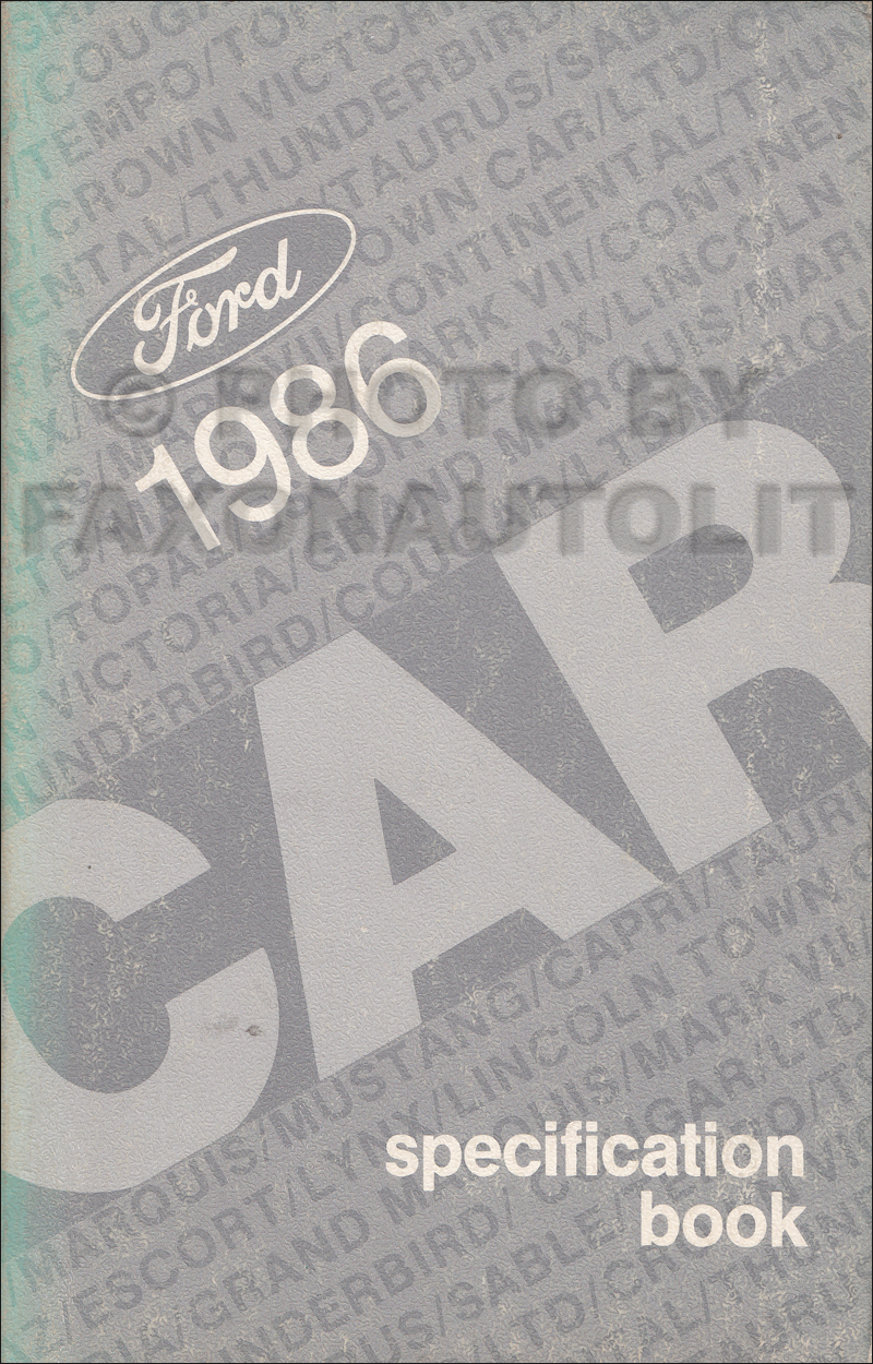 1986 Ford Lincoln Mercury Service Specifications Book Original