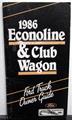 1986 Ford Econoline Van & Club Wagon Owner's Manual Original
