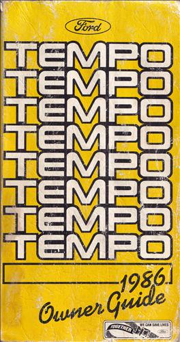 1986 Ford Tempo Owner's Manual Original