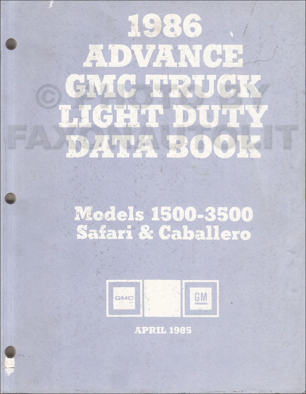 1986 GMC Advance Light Duty Data Book Original