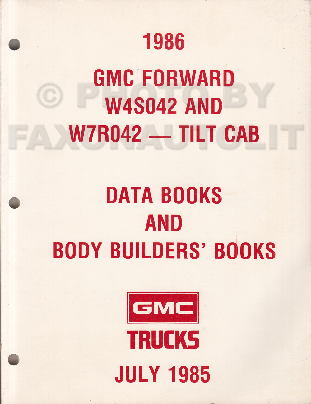 1986 GMC W4 & W7 Data Book Dealer Album & Body Builder's Book Original